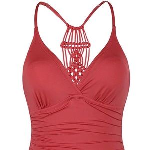 Halter One Piece Red Swimsuit